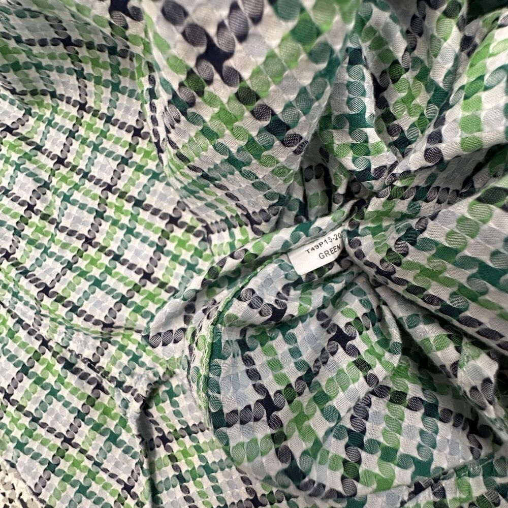 Thomas Dean Shirt Men Medium Green Plaid Button Up Long Sleeve Geometric - Picture 5 of 8